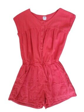 GAP Kids Girls Gauze Romper Cotton Blend Coral Red Size Medium (8-9) Summer Core